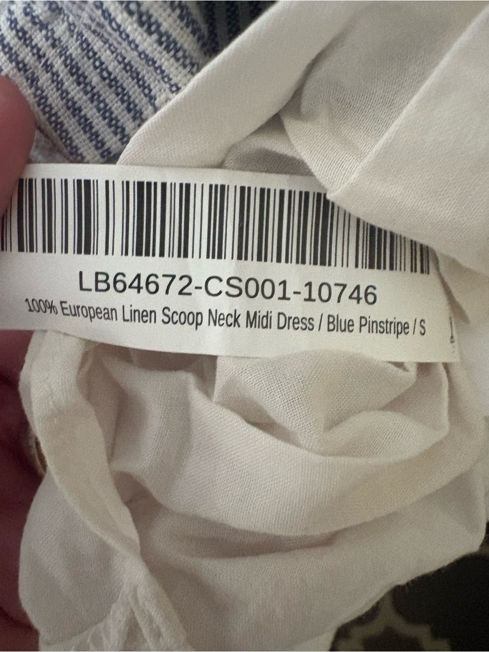 Quince European Linen Scoop Neck Midi Dress Pockets Blue Pinstripe Women's S - Picture 8 of 9